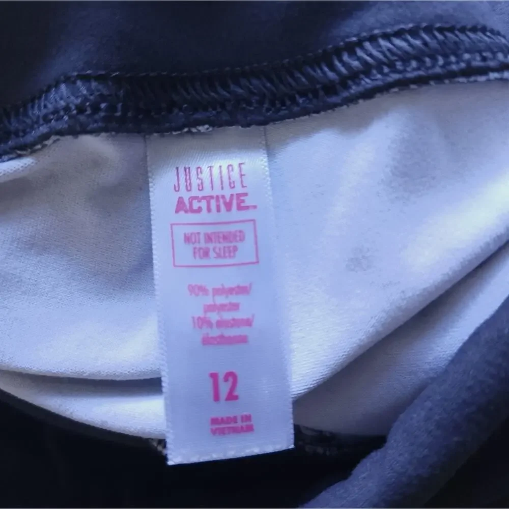 Justice Active Girls Leggings Size 12 Gray Pink Stretch Workout Pants